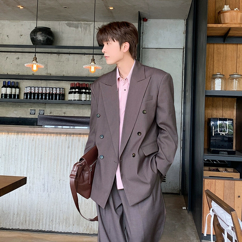 Double-Breasted Tailored Jacket & Wide Leg Trousers Setup WN20395