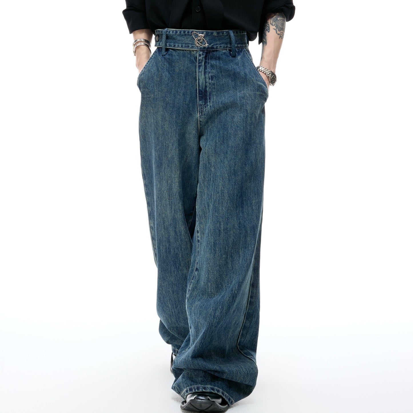 Washed Wide Leg Denim Jeans WN20539