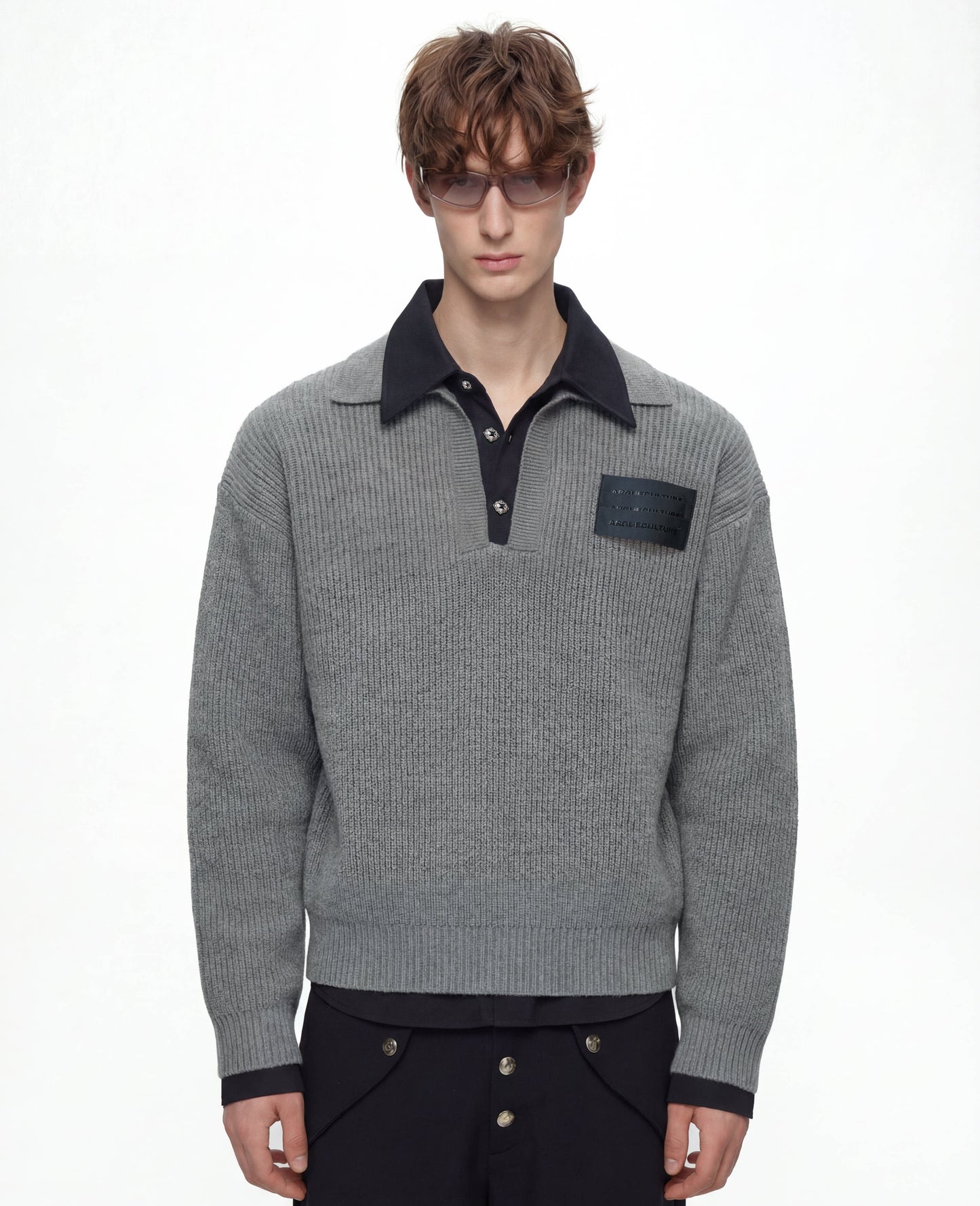 Fake Layered Wool Blend Short Knit Sweater WN23323