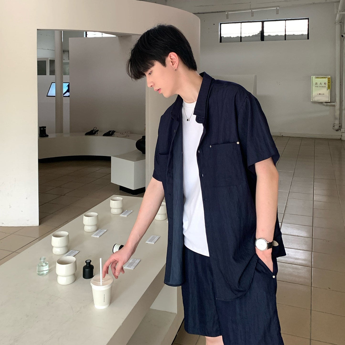 Oversize Short Sleeve Shirt & Half Pants Setup WN24884