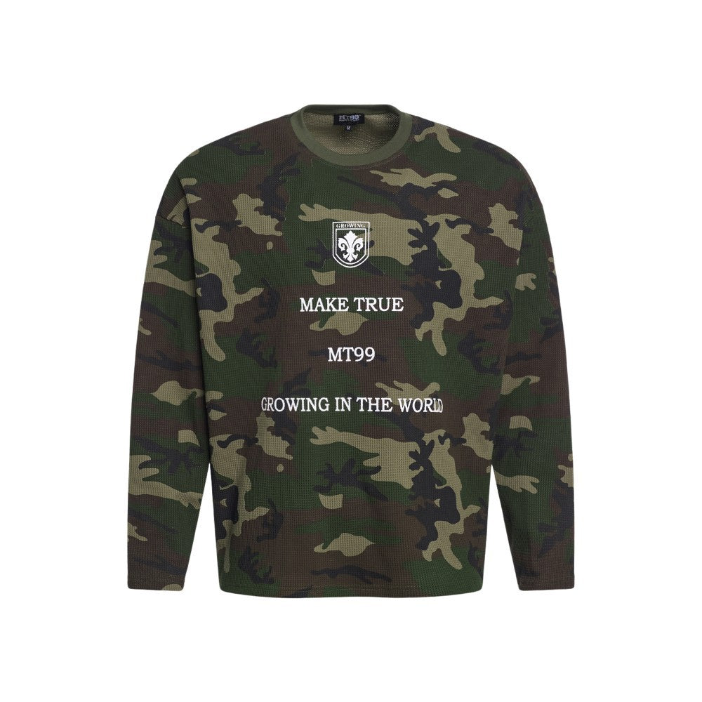 Camouflage Letter Graphic Long Sleeve T-Shirt WN27960