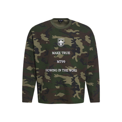 Camouflage Letter Graphic Long Sleeve T-Shirt WN27960