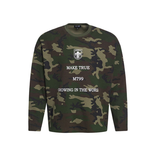 Camouflage Letter Graphic Long Sleeve T-Shirt WN27960