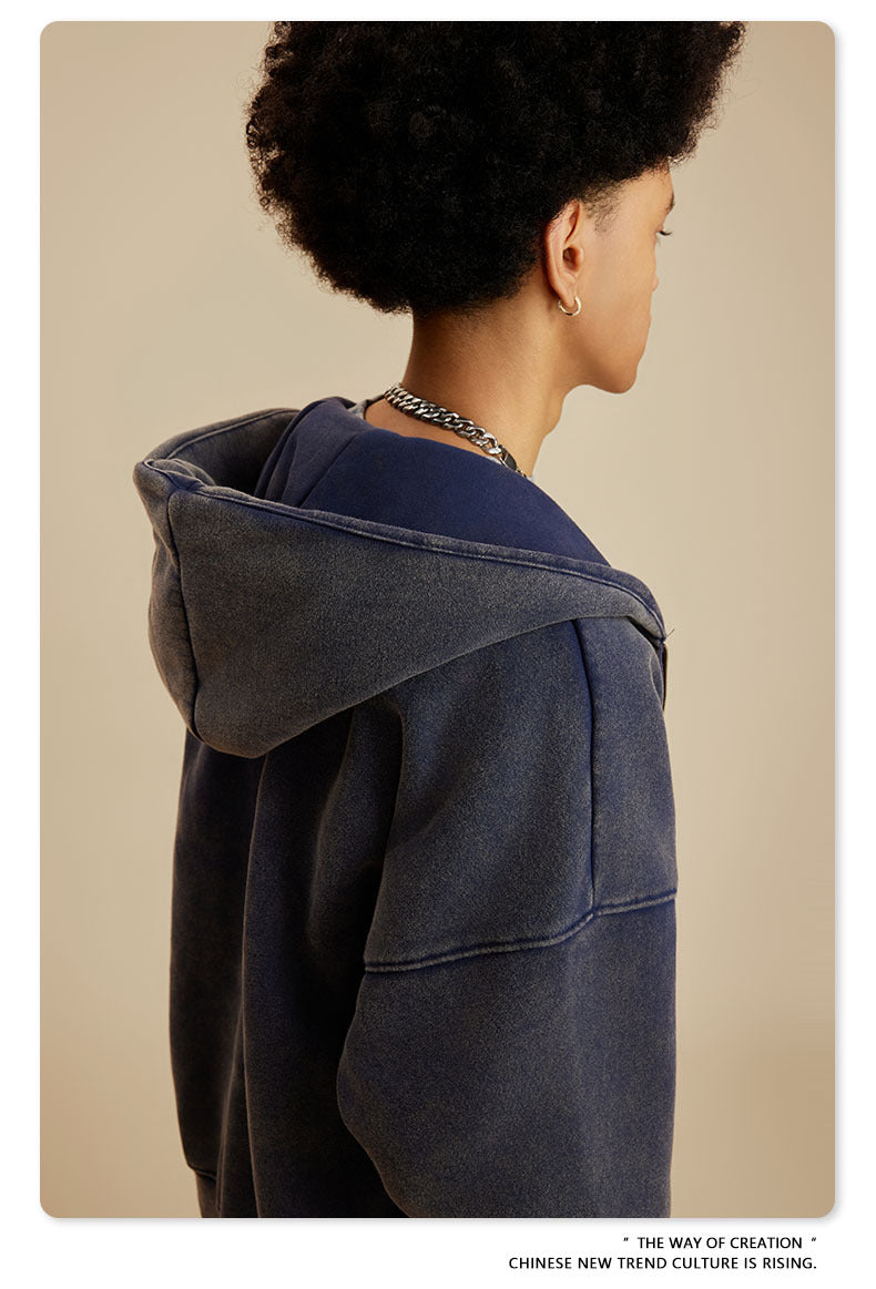 Oversize Washed Zipper Hoodie WN6461