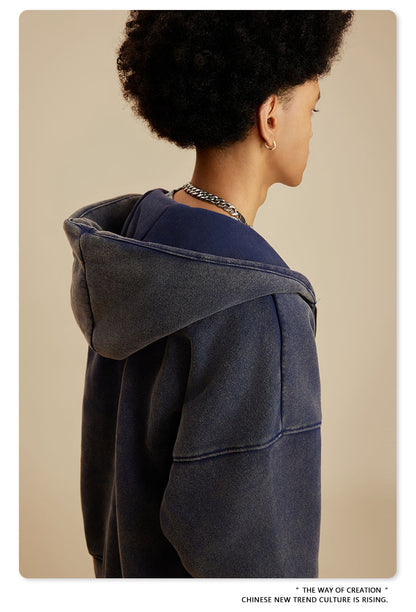 Oversize Washed Zipper Hoodie WN6461