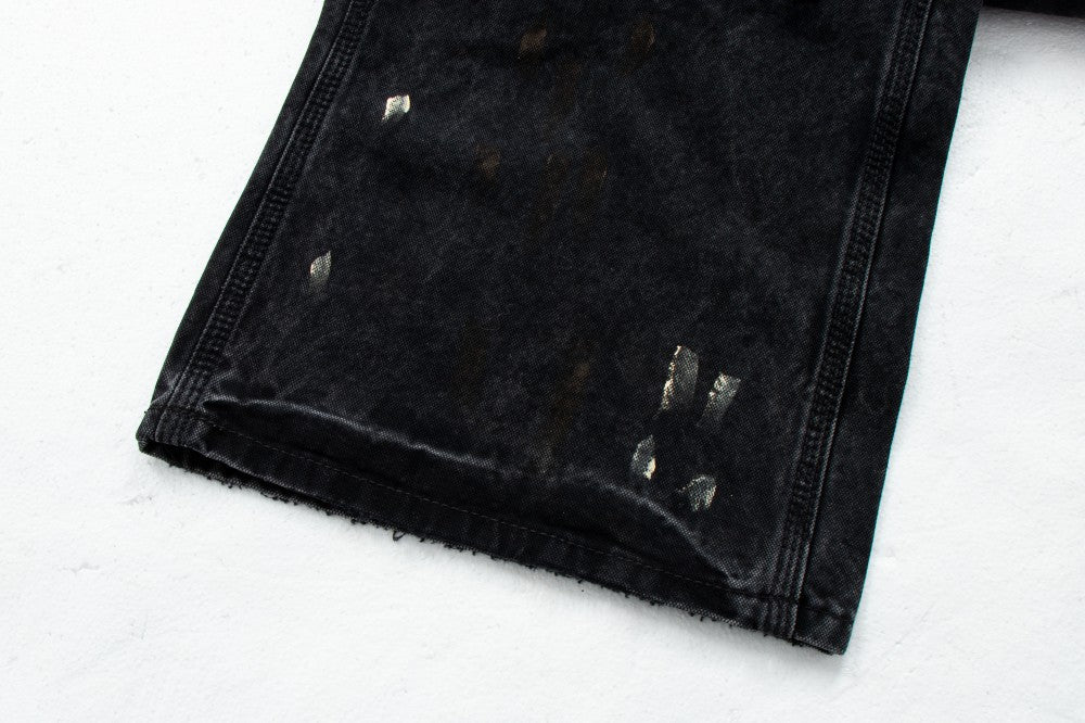 Paint Damage Cargo Straight Denim Jeans WN28093