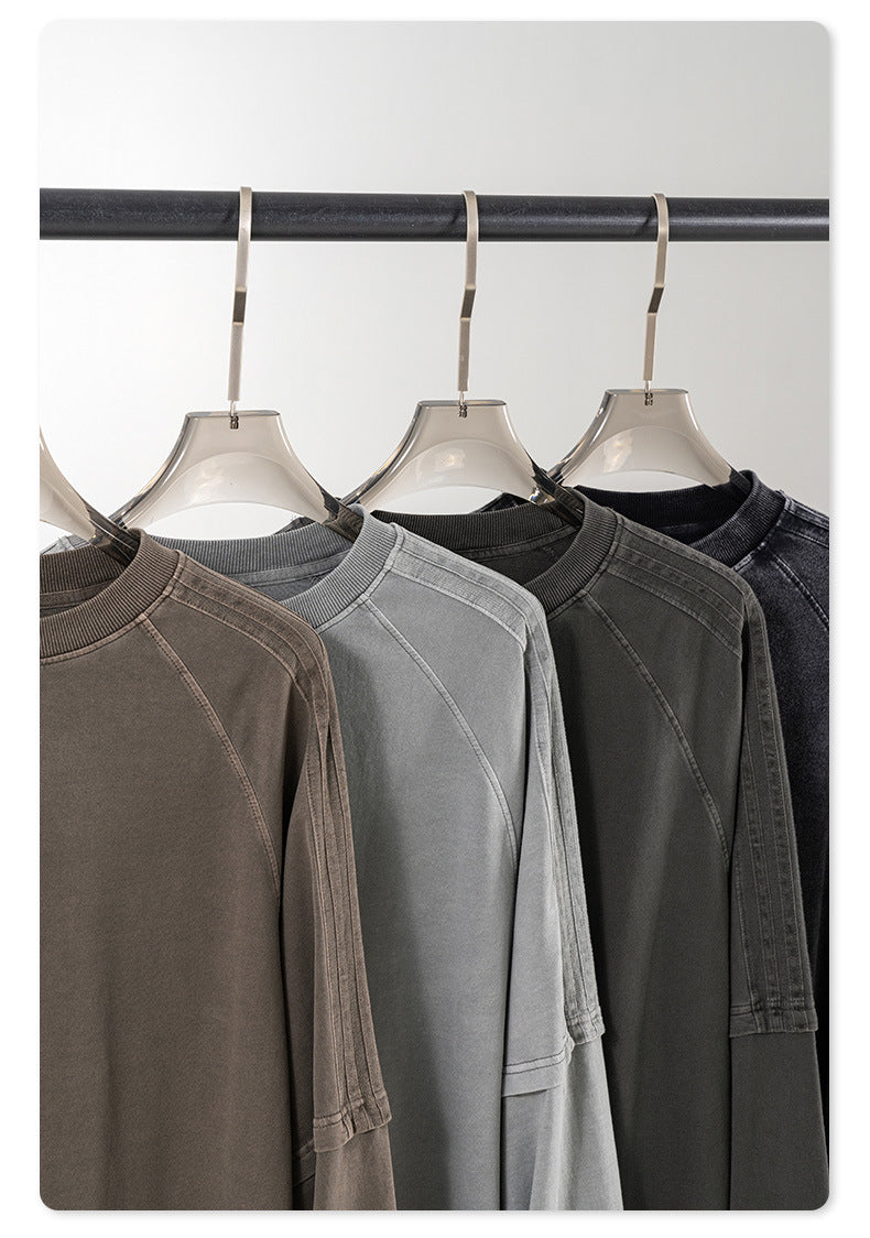 Fake Layered Round Neck Long Sleeve T-Shirt & Sporty Pants Setup WN7844