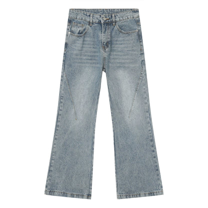 Washed Light Blue Flare Denim Jeans WN9363