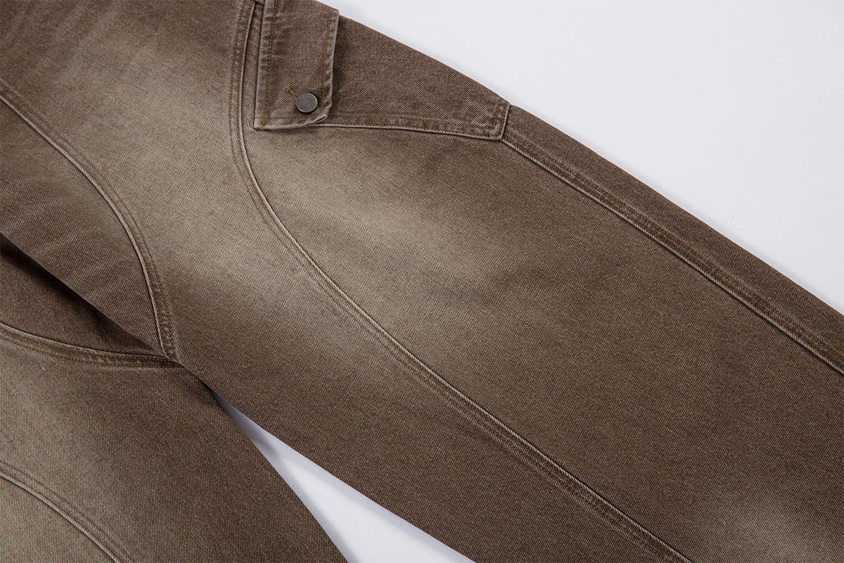 Washed Cargo Wide Leg Denim Jeans WN25392