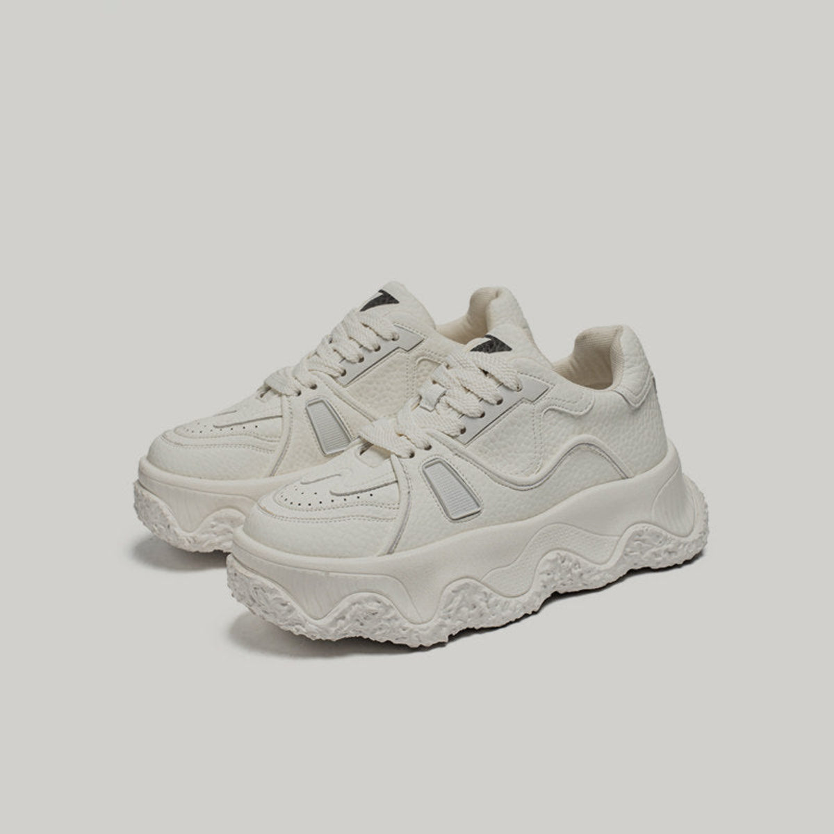 Textured Panel Chunky Lace-Up Sneakers WN23460