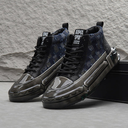 Distressed Check Platform Sneakers WN24728