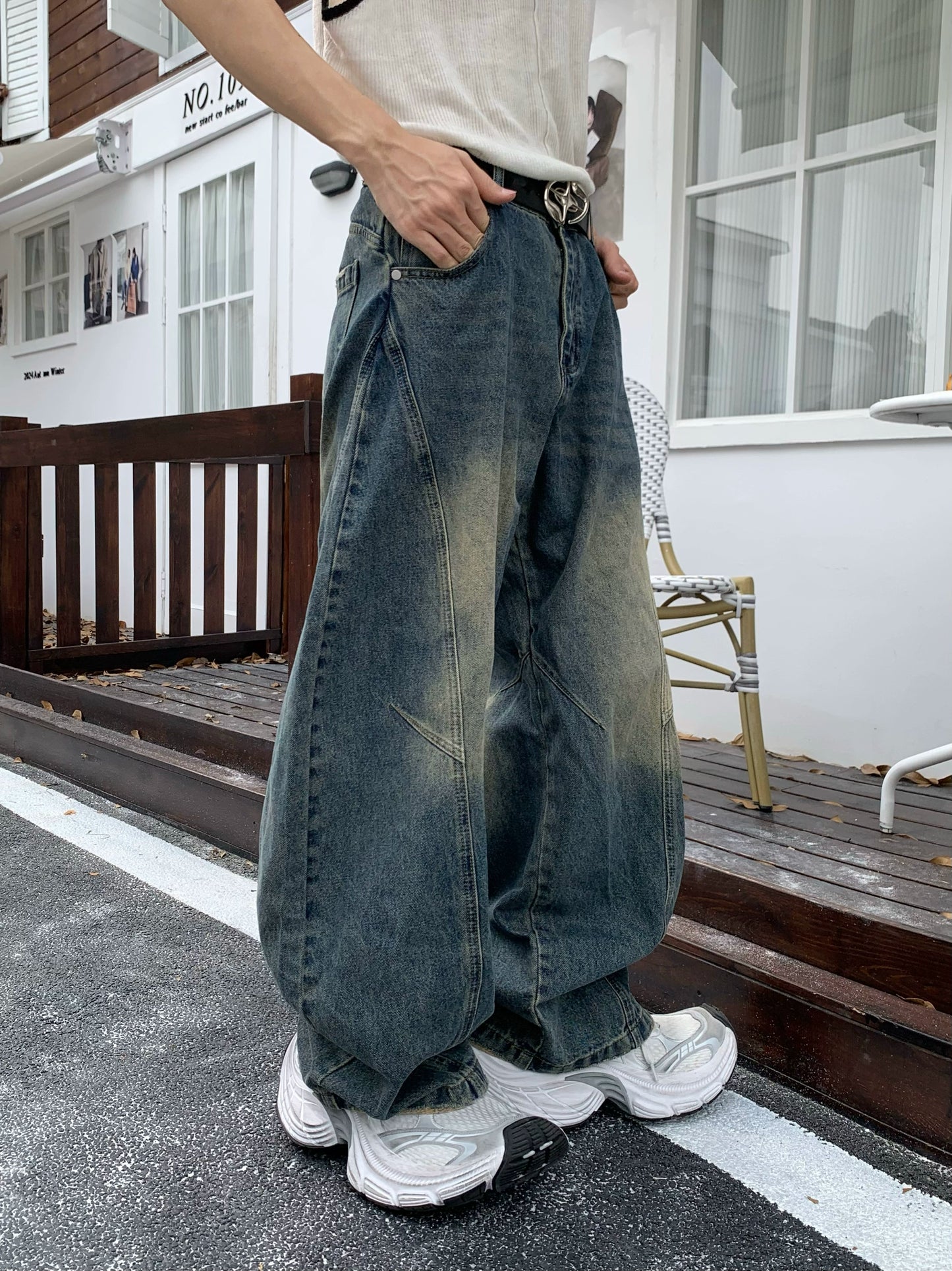 Hooded Denim Jacket & Wide Leg Denim Jeans WN19878