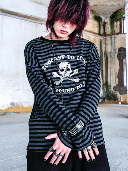 Skull Stripe Long Sleeve T-Shirt WN15897