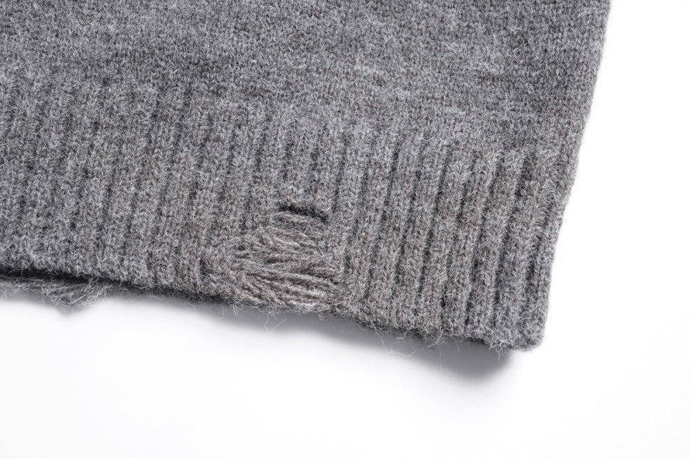 Asymmetric Zipper Detail Oversize Knit Sweater WN28124