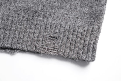 Asymmetric Zipper Detail Oversize Knit Sweater WN28124