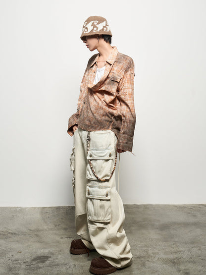 Wash Gradient Brushed Oversize Long Sleeve Shirt WN22944