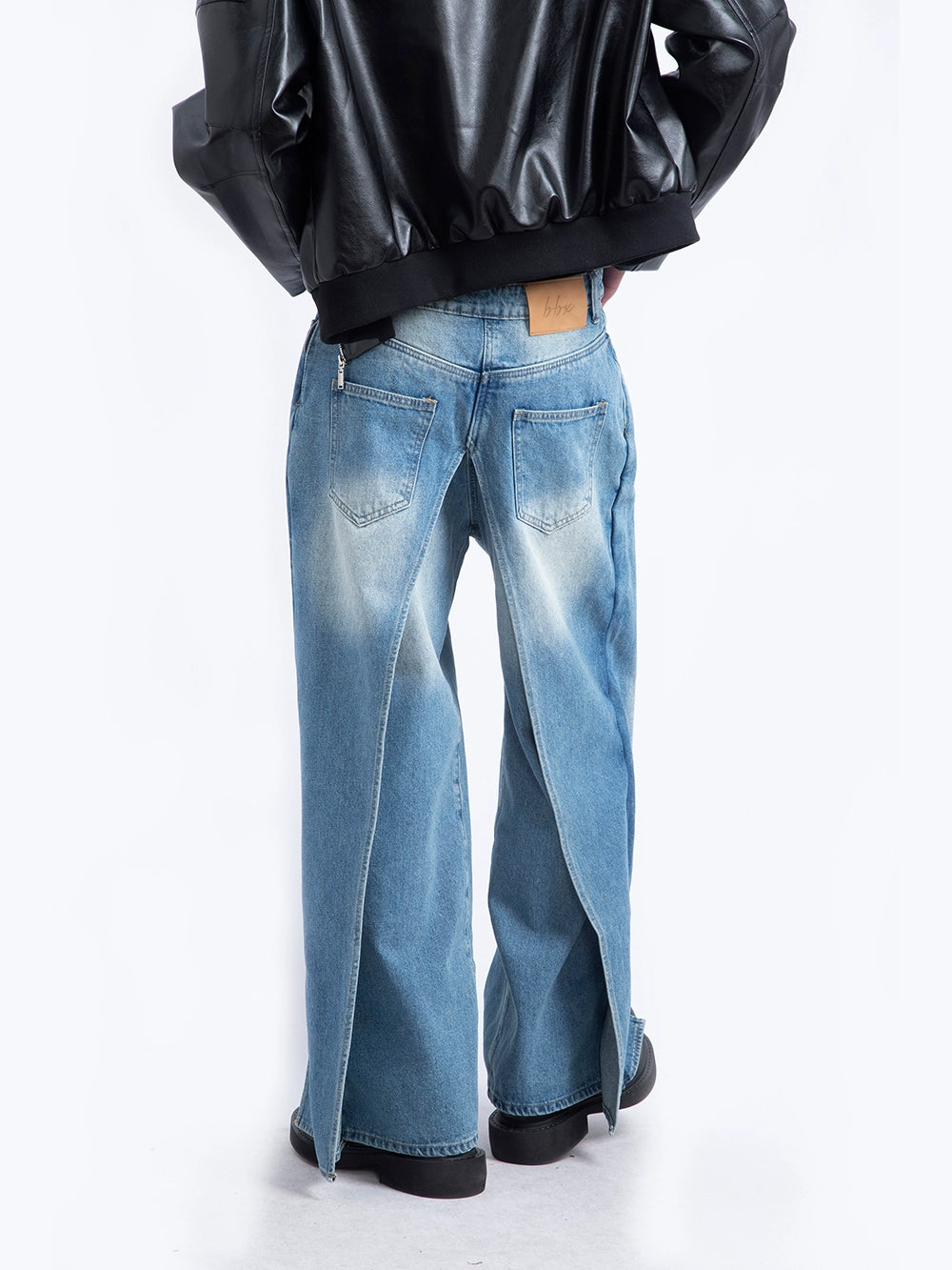 Washed Wide Leg Straight Denim Jeans WN9253