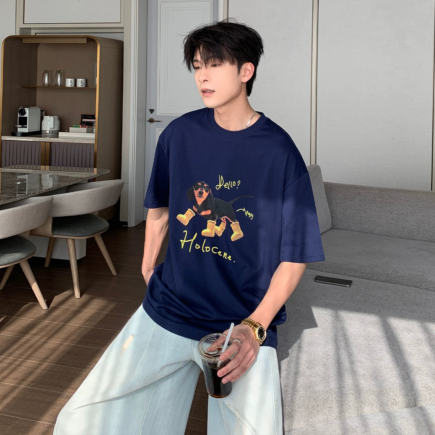 Dog Print Short Sleeve T-Shirt WN20435