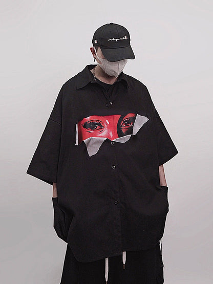 Graphic Print Oversize Short Sleeve Shirt WN23994