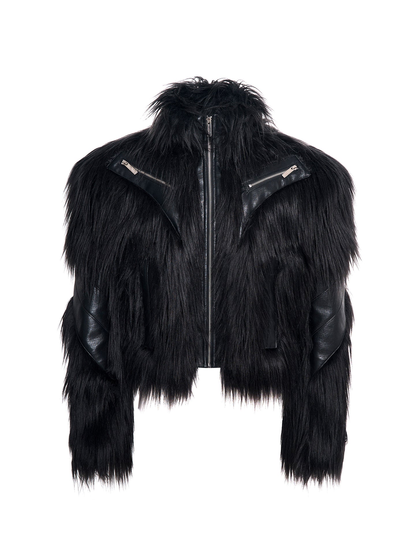 Fake Fur Panel Design Short Jacket WN22706