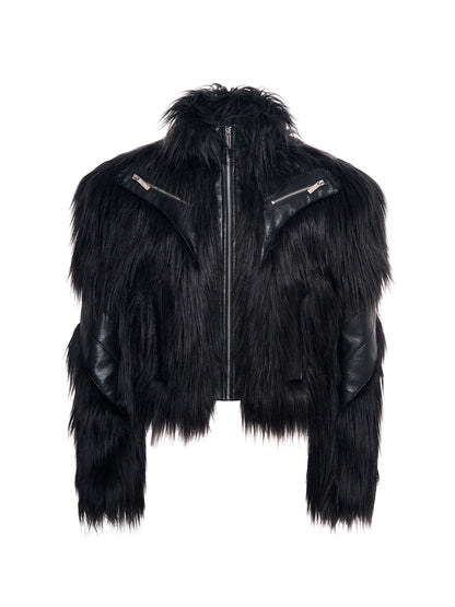 Fake Fur Panel Design Short Jacket WN22706