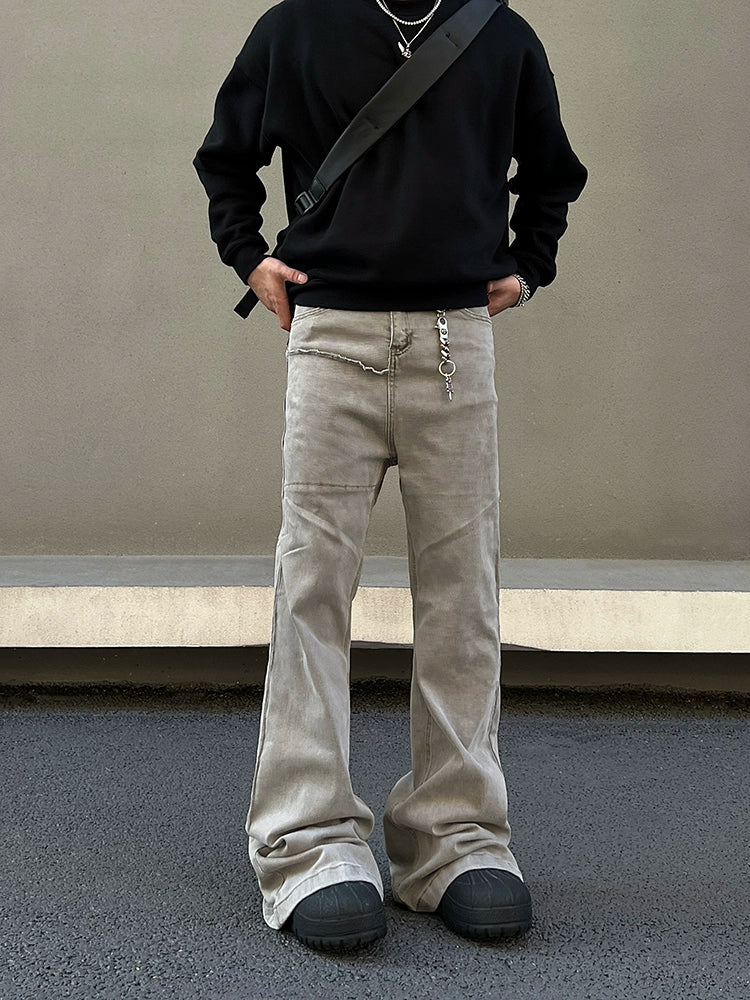 Flare Longer hem Denim Jeans WN19391