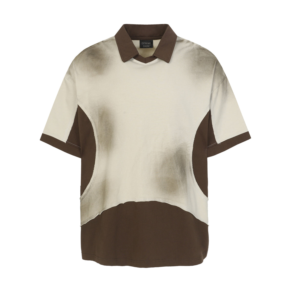 Gradient Washed Deconstructed Contrast Polo Shirt WN26801