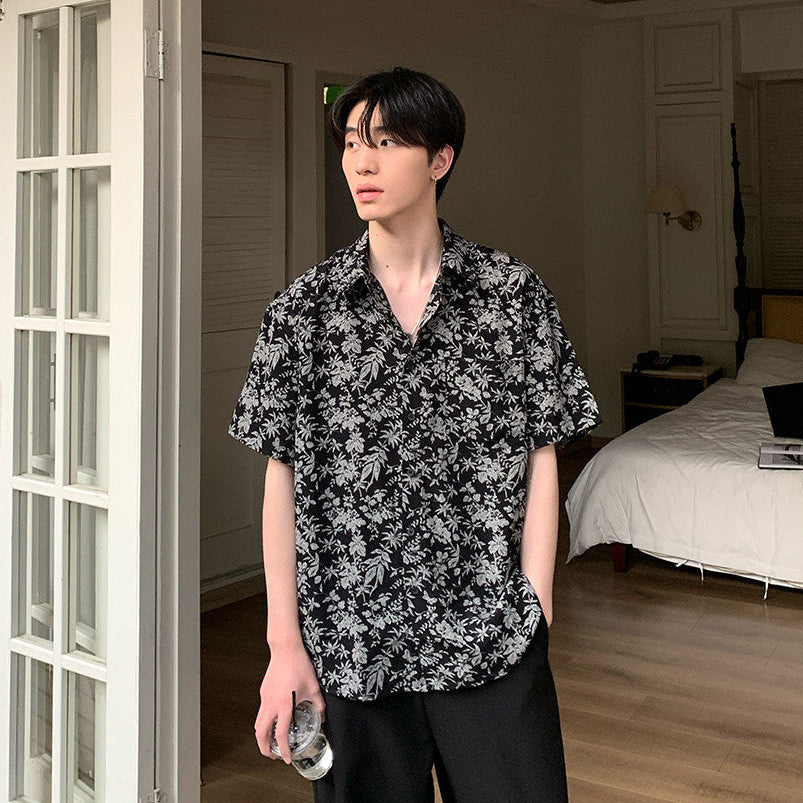 Floral-Print Oversize Short Sleeve Shirt WN24857