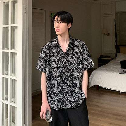 Floral-Print Oversize Short Sleeve Shirt WN24857