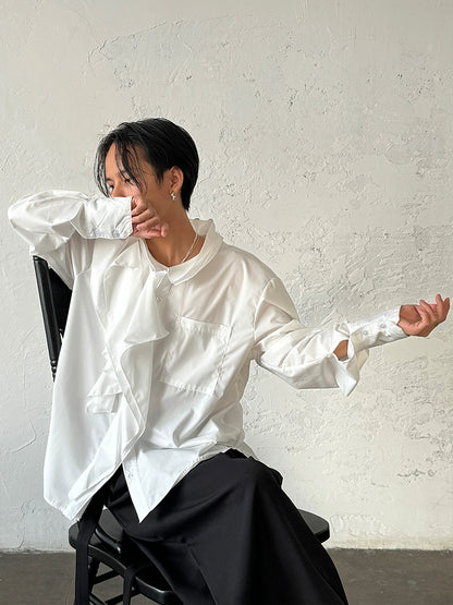 French Ruffle Long Sleeve Shirt WN19973