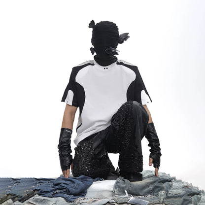 Colorblock Mesh Design Short Sleeve T-Shirt WN18711