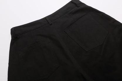 Letter Embroidery Multi-Pocket Wide Leg Half Sweatpants WN27949