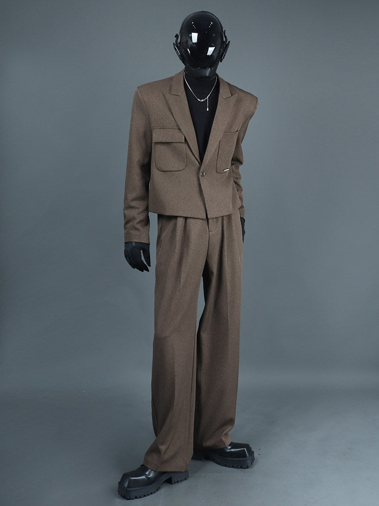 Short Tailored Jacket & Wide Leg Trousers Setup WN23751