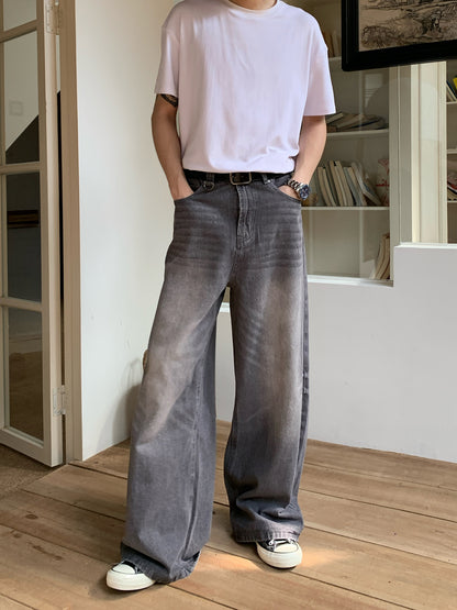 Washed Wide Leg Denim Jeans WN24964