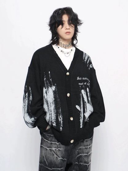 Graffiti Hand-Paint Knit Cardigan WN10930