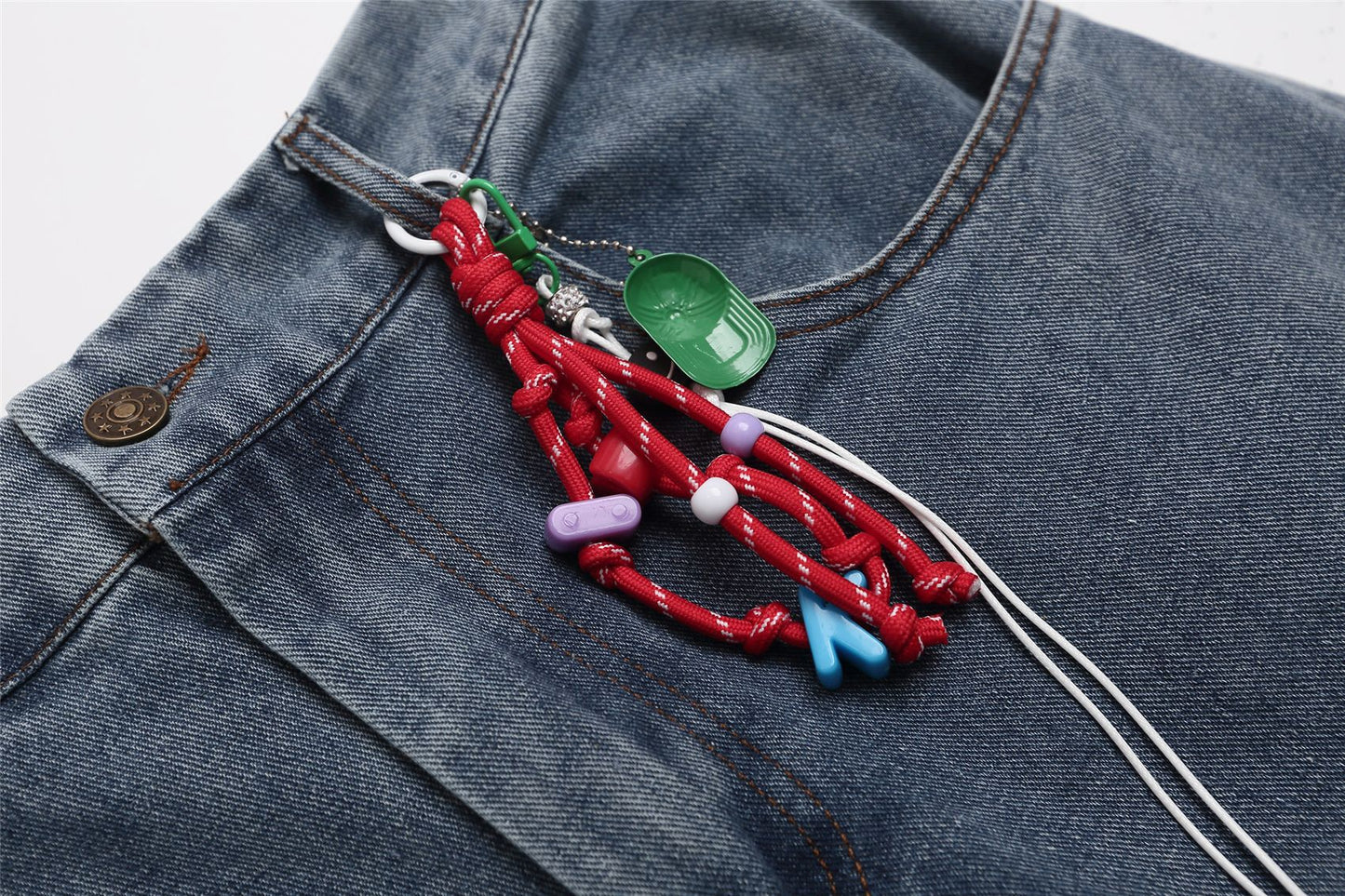 Cartoon Embroidery Wide Leg Denim Jeans WN26946