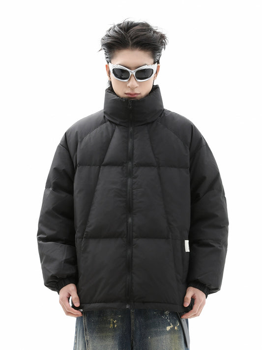 Oversize White Duck Down Standing-Collar Puffer Jacket WN10293