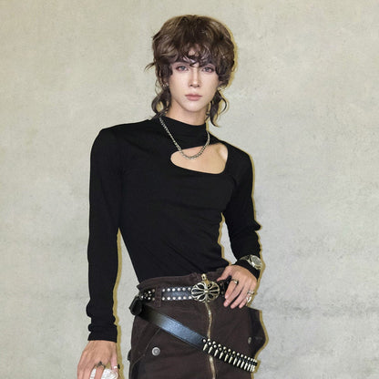 Cut-Out Design Long Sleeve T-Shirt WN25040