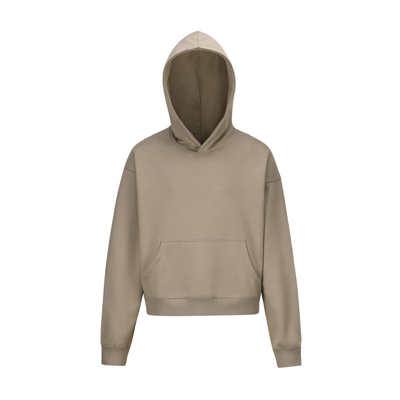 Short Length Oversize Plain Pullover Hoodie WN24401