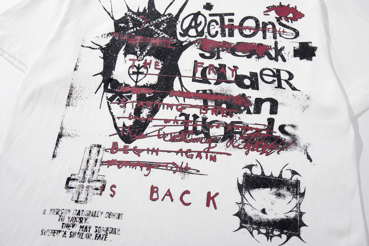 High-Neck Graphic Print Cotton Short Sleeve T-Shirt WN25578