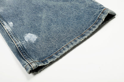 Paint Splatter Curved Denim Jeans WN26128