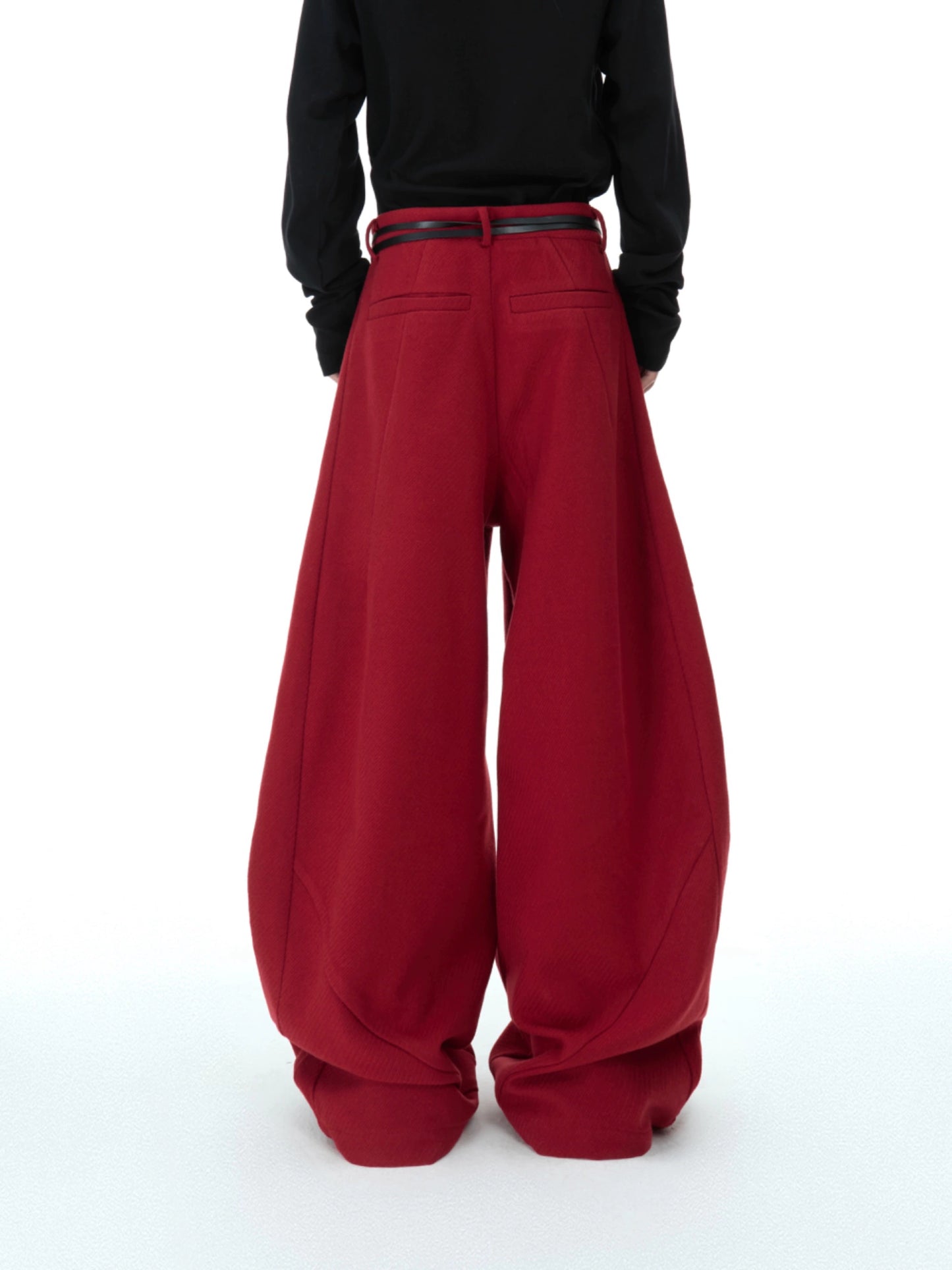 Textured Deconstructed Wide Leg Trousers WN11607