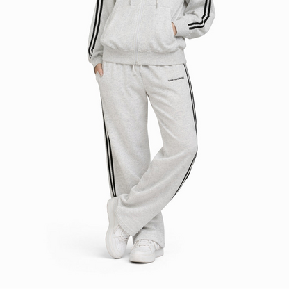 Stripe Zipper Hoodie & Wide Leg Drawstring Sweatpants Setup WN27993