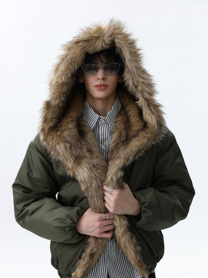 Fake Fur-Collar Thick Hooded Padded Jacket WN22090