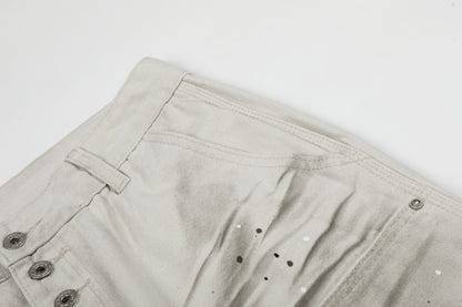 Washed Wrinkle Detail Wide Leg Denim Jeans WN28005