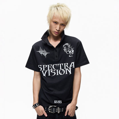 Polo Collar Letter Print Short Sleeve T-Shirt WN27285
