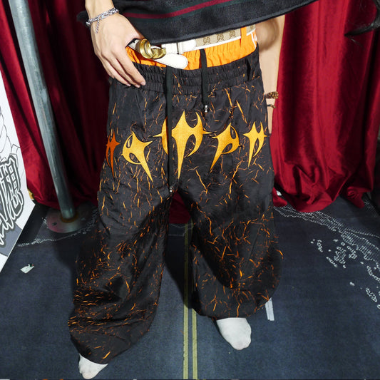 Crackle Print Graphic Wide Leg Pants WN27386