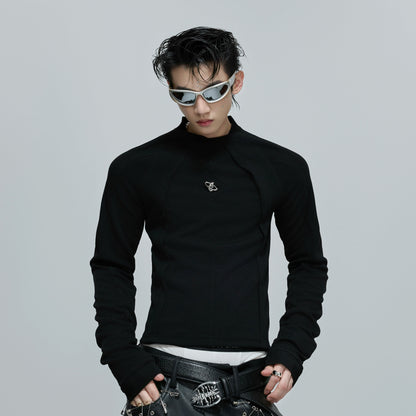 Deconstructed Slim Fit Metal Logo Long Sleeve T-Shirt WN21695