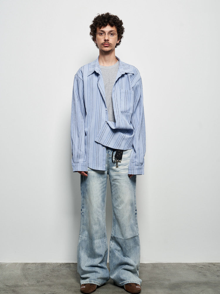 Stripe Oversize Long Sleeve Shirt WN22930