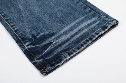 Whisker Washed Flare Denim Jeans WN25956